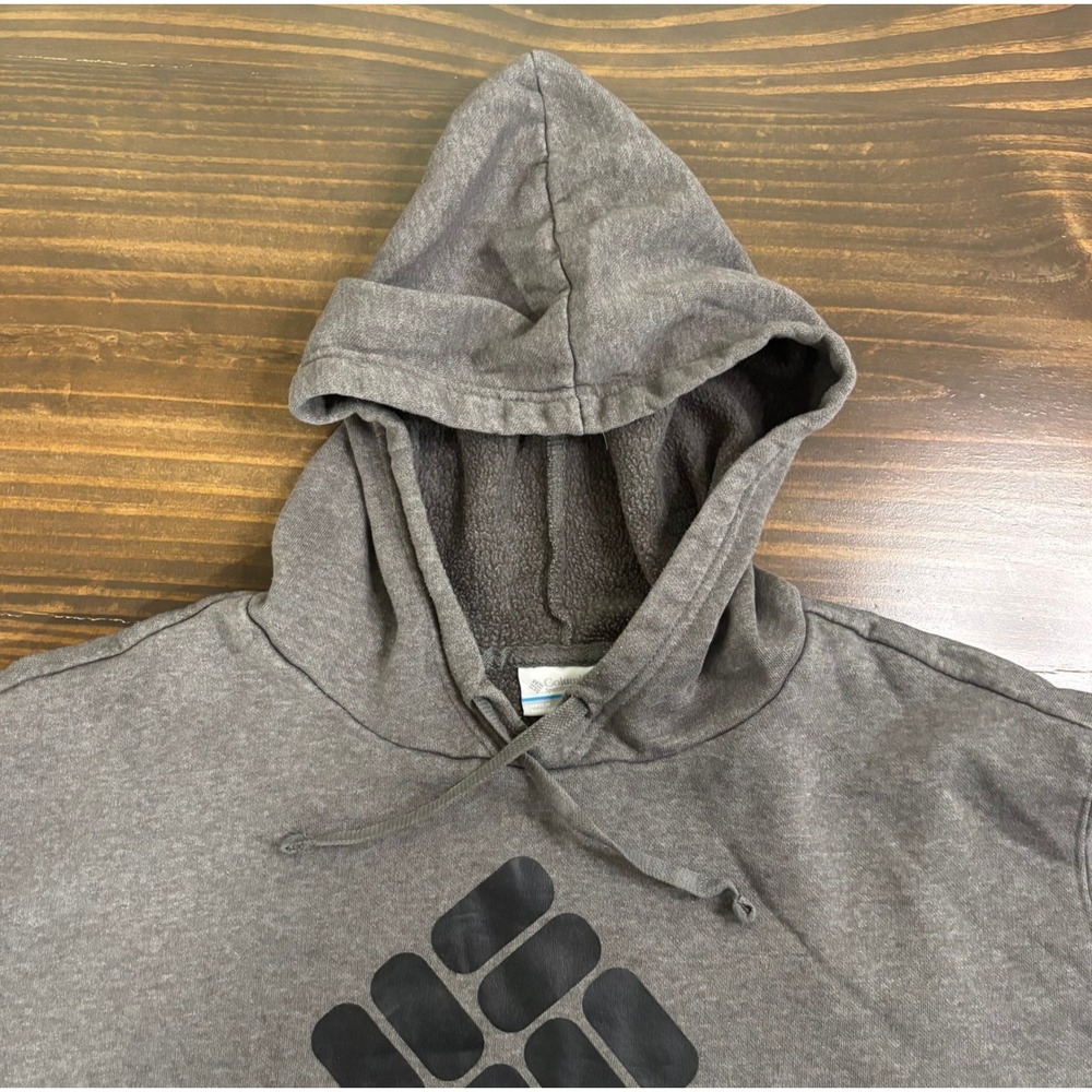 COLUMBIA Hoodie Mens XXL Gray Fleece Logo Pullover Cotton Blend Outdoor Casual - Picture 2 of 11